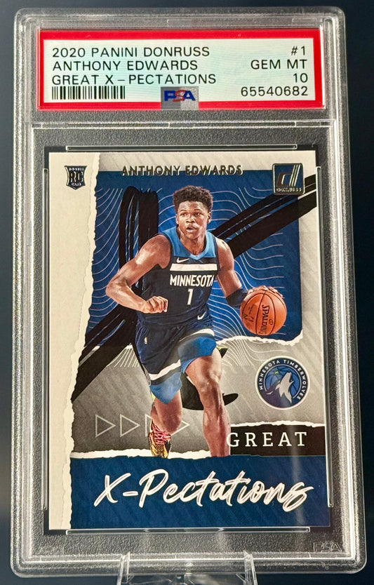 2020 Panini Donruss Anthony Edwards Great X-Pectations RC PSA GM 10 Timberwolves