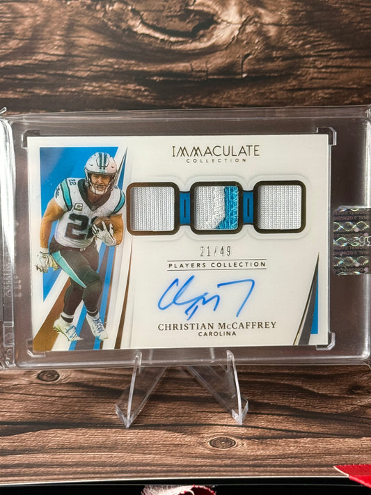 2021 Immaculate Christian McCaffrey Players Coll Triple Patch Auto /49 IPC-CM
