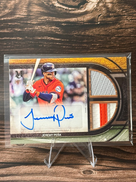 2025 Topps Museum Jeremy Peña Dual Relic Patch Auto Ruby /10 SPDRA-JPE