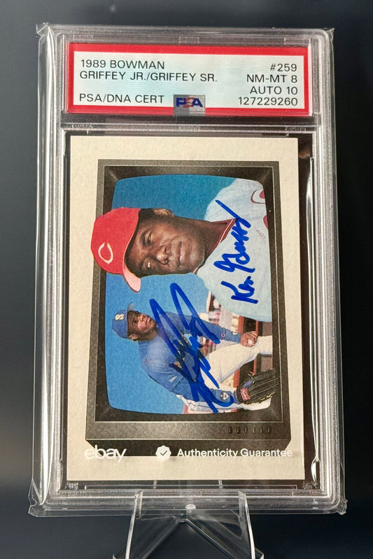 Ken Griffey Jr. & Griffey Sr. Dual Signed 1989 Bowman #259 PSA 8 PSA/DNA AUTO 10