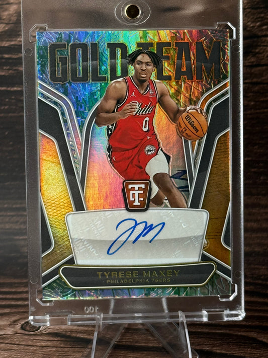 2024-25 Totally Certified Tyrese Maxey Gold Team On-Card Auto /15 GTS-MAX 76ers