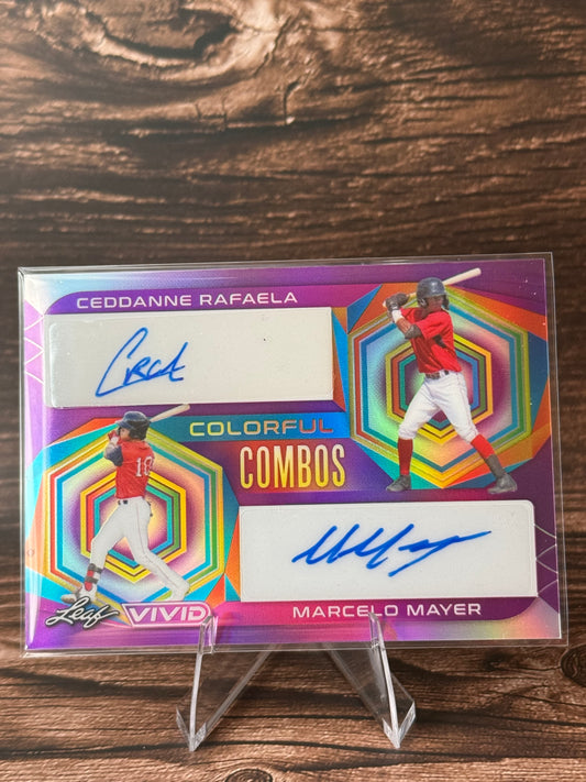 2022 Leaf Vivid Colorful Combos Rafaela/Mayer Dual Auto Purple /5 CC-8 Red Sox