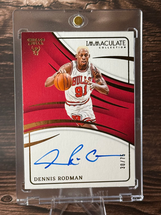 2023-24 Immaculate Collection Dennis Rodman On-Card Auto /75 IS-ROD Bulls HOF