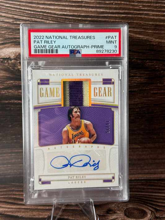 2022-23 National Treasures Pat Riley Game Gear Auto Prime Patch GGA-PAT /25 PSA