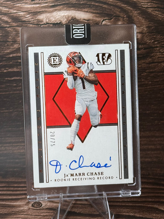 2022 Encased Ja'Marr Chase Milestone Marks On-Card Auto /75 MM-JC Bengals 2024 OPOY